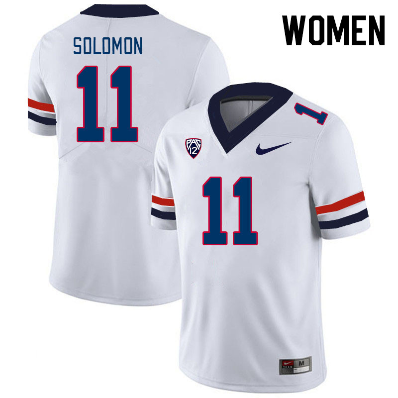 Women #11 Anthony Solomon Arizona Wildcats College Football Jerseys Stitched-White - Click Image to Close